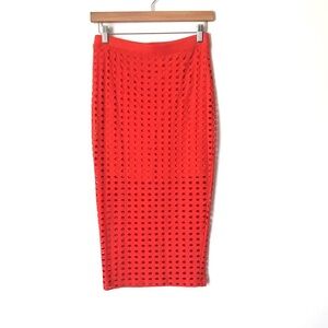 T by Alexander Wang Women's Circular Hole Jacquard Jersey Skirt - Orange NWT
